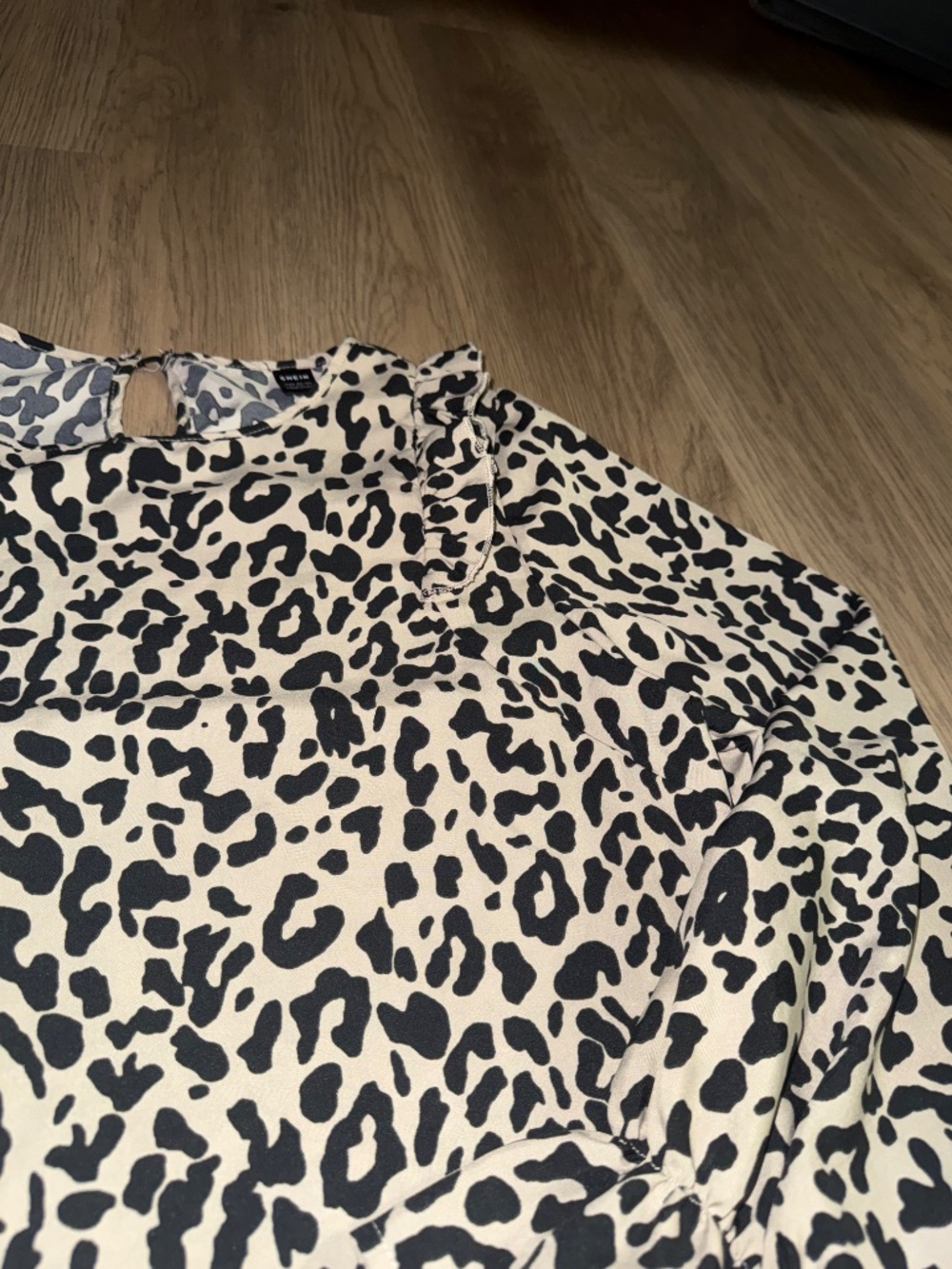Leopard Print Blouse | Ruffle Detail | Chic Neutral Animal Print - Picture 3 of 7